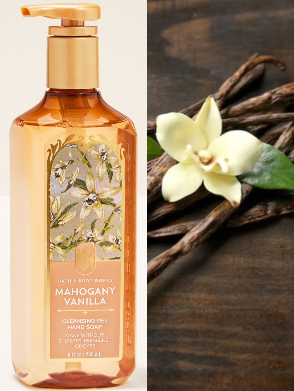 Bath & Body Works Mahogany Vanilla Cleansing Gel Hand Soap 8oz New RARE